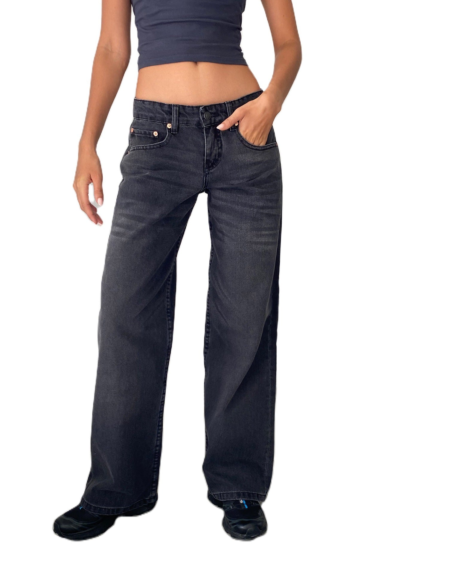 Low Rise Dark Grey Women's Jeans